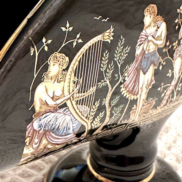 Vtg Napkin Holder Fakiolas Stamped 🤚🏽Made in GREECE Black 24K Gold Rare Find - Picture 5 of 13